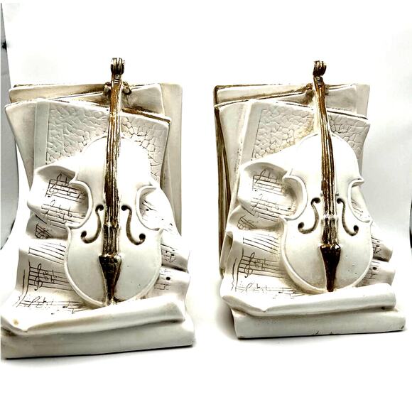 Universal Statuary Corp Classical Music Bookends 1964 Violin Cello Concertos - Picture 10 of 13